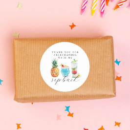 Pegatina Redonda Fun Vibrant Sip Back Cocktails Fiesta de cumpleaño