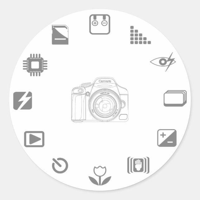 Pegatina Redonda Función DSLR (Anverso)