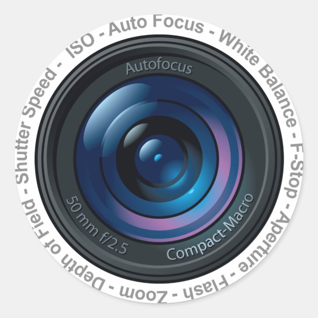 Pegatina Redonda Función DSLR (Anverso)