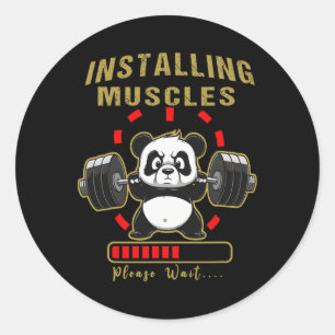 Pegatina Redonda Funciona Instalando Músculo Panda Lifting Barbe