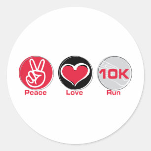 Pegatina Redonda Funcionamiento 10K del amor de la paz