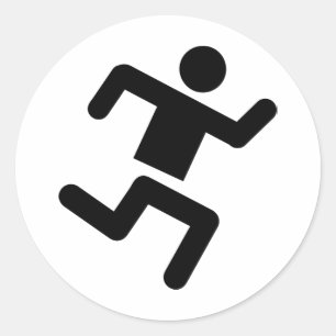 Pegatina Redonda funcionamiento negro del esprinter del atletismo