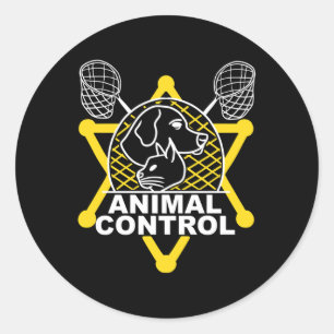 Pegatina Redonda Funcionario de Control Animal Catcher Cats Dogs Fu