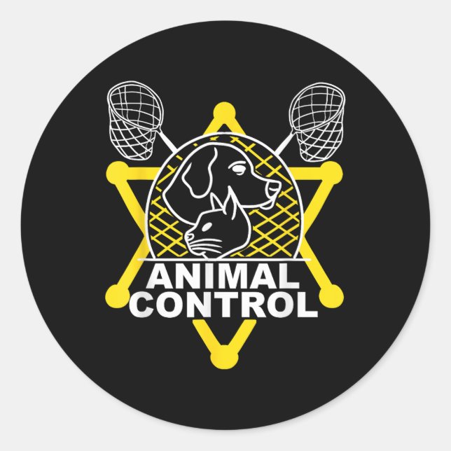Pegatina Redonda Funcionario de control de animales Catcher Cats Do (Anverso)