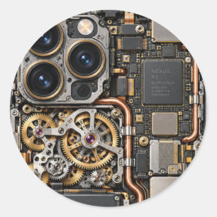 Pegatina Redonda Funda de teléfono de placa de circuito de tecnolog
