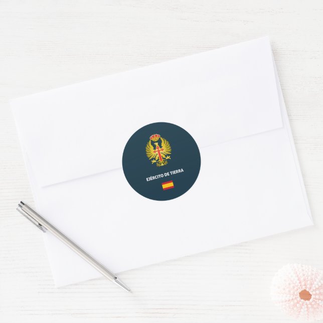 Pegatina Redonda Funda para pasaporte del Ejército de Tierra (Sobre)