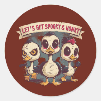 Pegatina Redonda Funda para portátil Spooky Duck Halloween