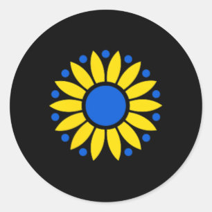 Pegatina Redonda Fundación Liberty Ucrania Imprimir Con La Flor O