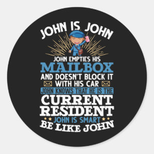 Pegatina Redonda Fundadoso trabajador postal de Postman Mailman