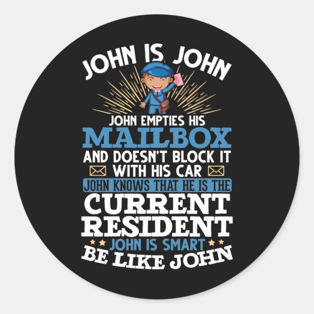 Pegatina Redonda Fundadoso trabajador postal de Postman Mailman (Anverso)