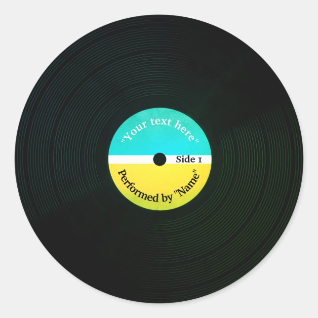 Pegatina Redonda Fundidad de la cubierta de la placa de grabación d (Anverso)