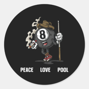 Pegatina Redonda Fundido 8 Ball Billiard Pool Player Eight Ball Bil