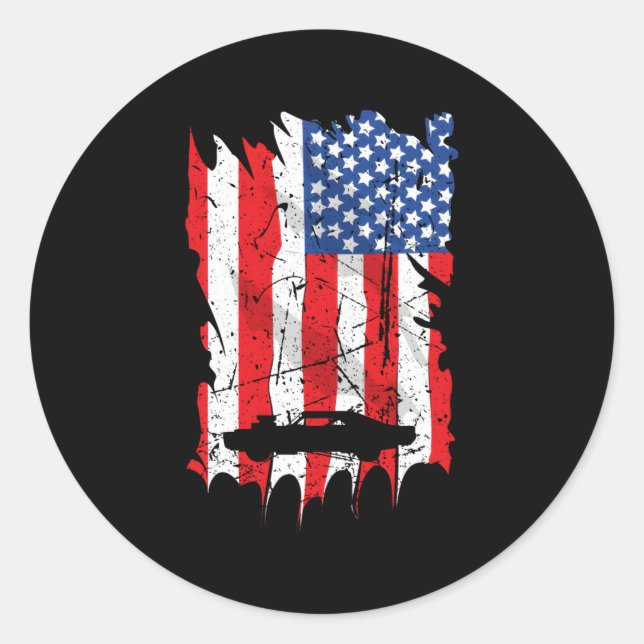 Pegatina Redonda Fundido coche Guy American Flag Gran Bloque Muscul (Anverso)