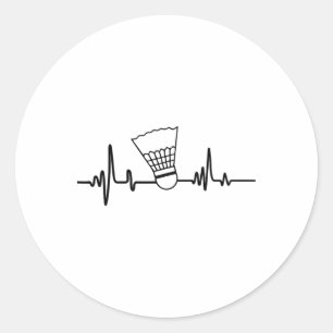 Pegatina Redonda Fundido Heartbeat Badminton Shuttle Sports