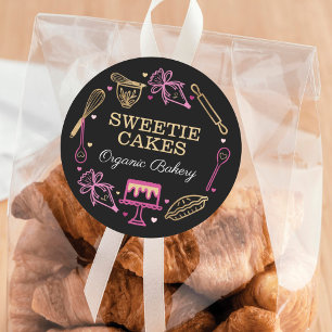 Pegatina Redonda Fundido y colorido Baking & Cooking Utensil Black 