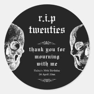 Pegatina Redonda Funeral 30° RIP cumpleaños 2000 de divertidos crán