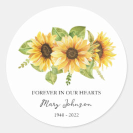 Pegatina Redonda Funeral conmemorativo del girasol
