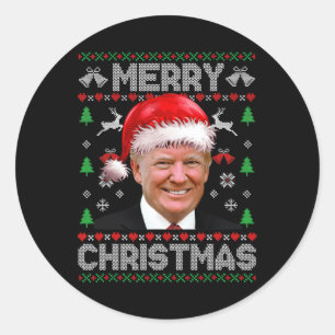 Pegatina Redonda Funeraria familia de Navidad Donald Trump