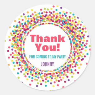 Pegatina Redonda Funfetti Gracias Por Favor