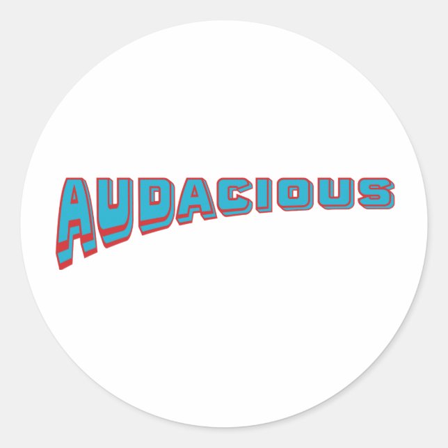 Pegatina Redonda Funky Blue/Red Vocabulary-Audacious Retro Style (Anverso)