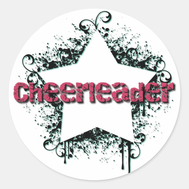 Pegatina Redonda Funky Cheerled Star (Anverso)