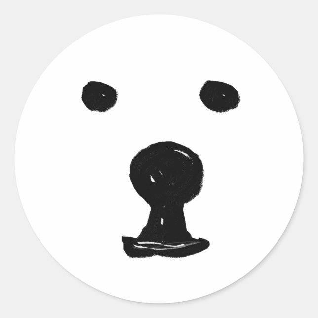 Pegatina Redonda Funky Cute Bear Dog Face Sketch (Anverso)