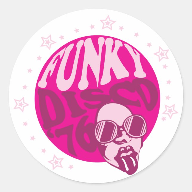 Pegatina Redonda Funky Disco (Anverso)