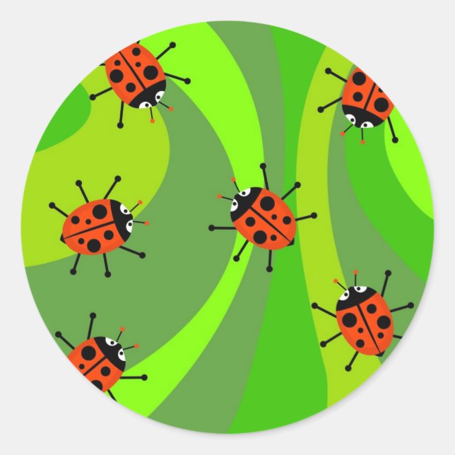 Pegatina Redonda Funky Ladybugs (Anverso)