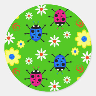 Pegatina Redonda Funky Ladybugs