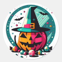 Funky Pop Art Pumpkin Witch Hat Candy
