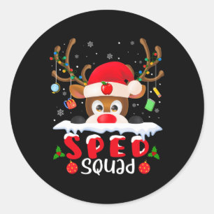 Pegatina Redonda Funn de la escuela de Navidades de escuadrón de re
