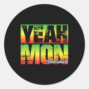 Pegatina Redonda Funn de recuerdo jamaiquino de la bandera jamaiqui
