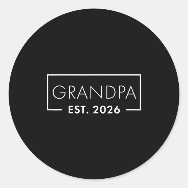 Pegatina Redonda Funny 1st Time Grandpa Est 2026 New Grandpa  (Anverso)