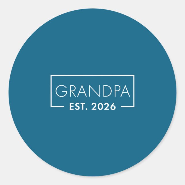Pegatina Redonda Funny 1st Time Grandpa Est 2026 New Grandpa  (Anverso)