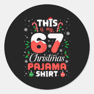 Pegatina Redonda Funny 67 Christmas Pajamas Shirt Six Seven Meme Br