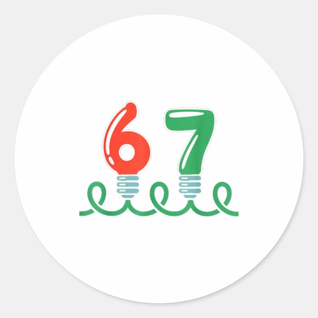 Pegatina Redonda Funny 67 Christmas Shirt 67 Christmas Lights 67 Sh (Anverso)