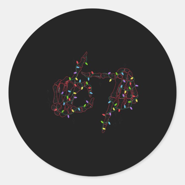 Pegatina Redonda Funny 67 Hand Six Seven Meme Brainrot Christmas Xm (Anverso)