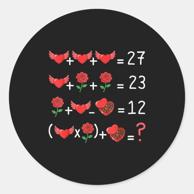 Pegatina Redonda Funny 67 Math Teacher Valentine Math Teacher Women (Anverso)