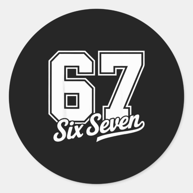 Pegatina Redonda Funny 67 Meme 6 7  (Anverso)