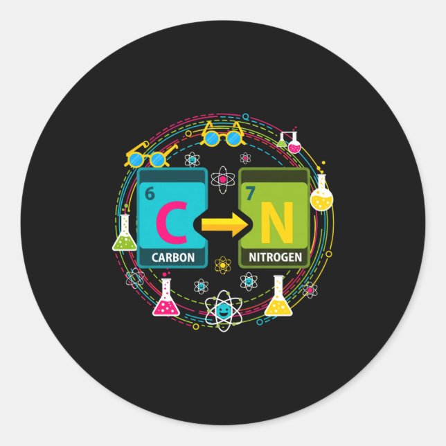 Pegatina Redonda Funny 67 Meme Science Chemistry Teacher Periodic T (Anverso)