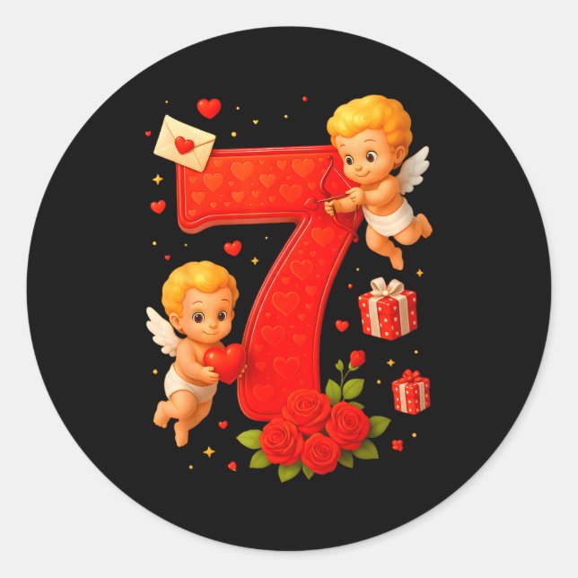 Pegatina Redonda Funny 67 Meme Six Seven Matching Couples Valentine (Anverso)
