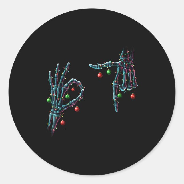 Pegatina Redonda Funny 67 Meme Skeleton 67 Christmas Holiday Women  (Anverso)