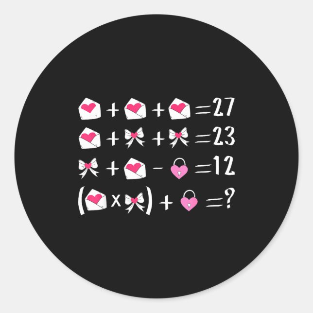 Pegatina Redonda Funny 67 Meme Valentine Math Teacher Bow Six Seven (Anverso)