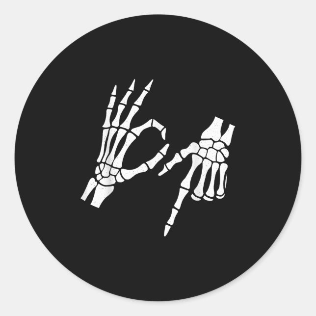 Pegatina Redonda Funny 67 Six Seven Meme Halloween Skeleton Hands (Anverso)