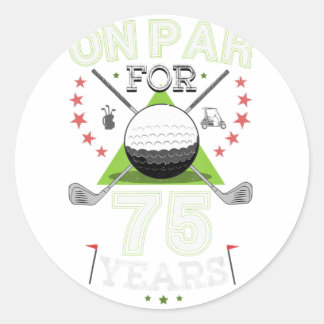 Pegatina Redonda Funny 75th Birthday Golfer