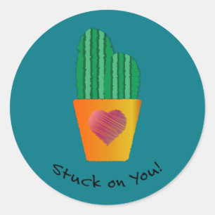 Pegatina Redonda Funny Agarrado A Tu Cactus