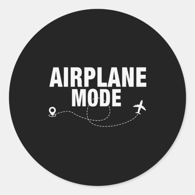 Pegatina Redonda Funny Airplane Mode Flying Traveler Gift  (Anverso)