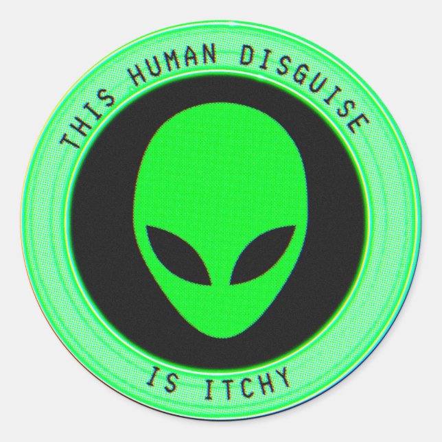 Pegatina Redonda Funny Alien Classic Round Pegatinas (Anverso)
