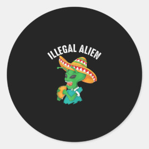 Pegatina Redonda Funny Alien ilegal Guay comida mexicana para comer