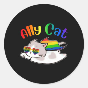 Pegatina Redonda Funny Ally Cat Purride Lgbtq Gay Pride Mes Mujeres